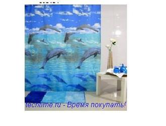 Штора для ванной AQUARIUS 560104 сине-бирюзовая &quot;дельфины&quot;